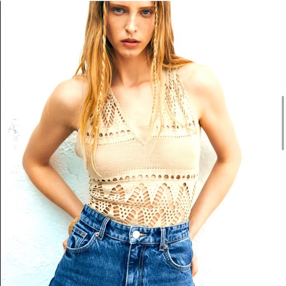 Zara NWT Perforated Bodysuit - Picture 7 of 13